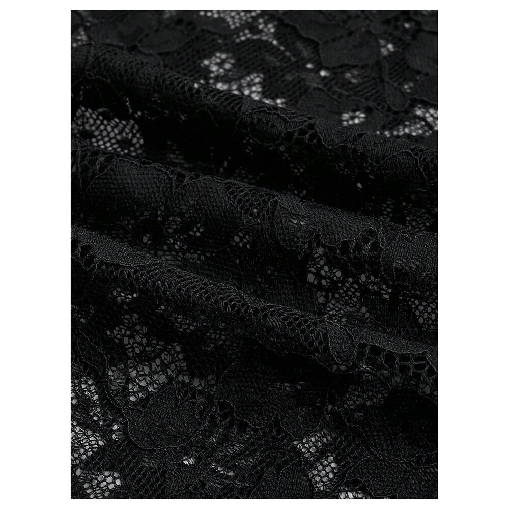 1483 Low Rise Floral Lace Mesh Perspective Long Skirt Straight Leg Cheeky - Picture 4 of 5